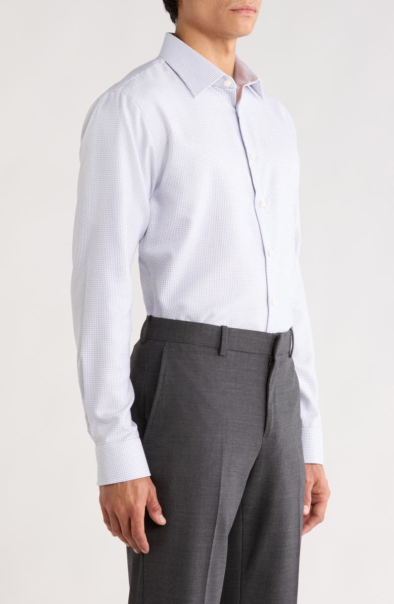 Nordstrom Trim Fit Dash Stripe Premium Non Iron Cotton Dress Shirt, Alternate, color, Purple Dash Stripe