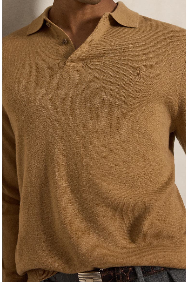 Merino Wool Polo Sweater, Alternate, color, TAN HTHR