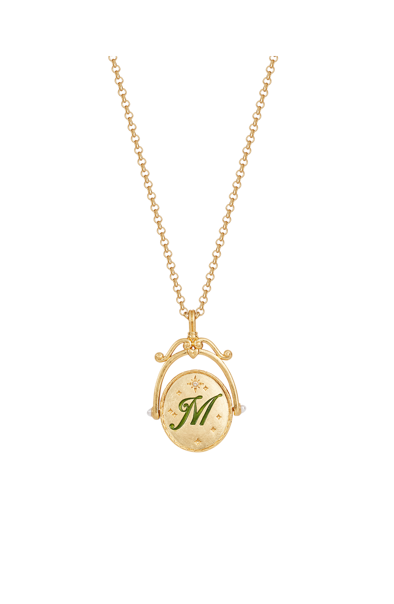 Fable England M Initial Magnolia Gold Spinner Chain Necklace, Main, color, Gold
