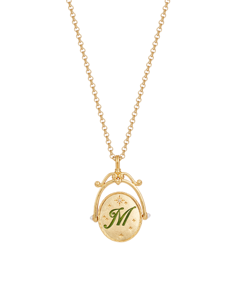M Initial Magnolia Gold Spinner Chain Necklace