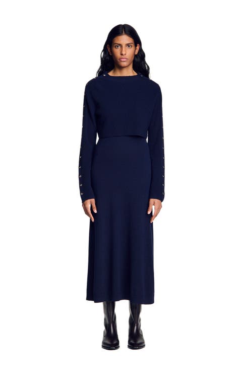 2-in-1 knit maxi dress