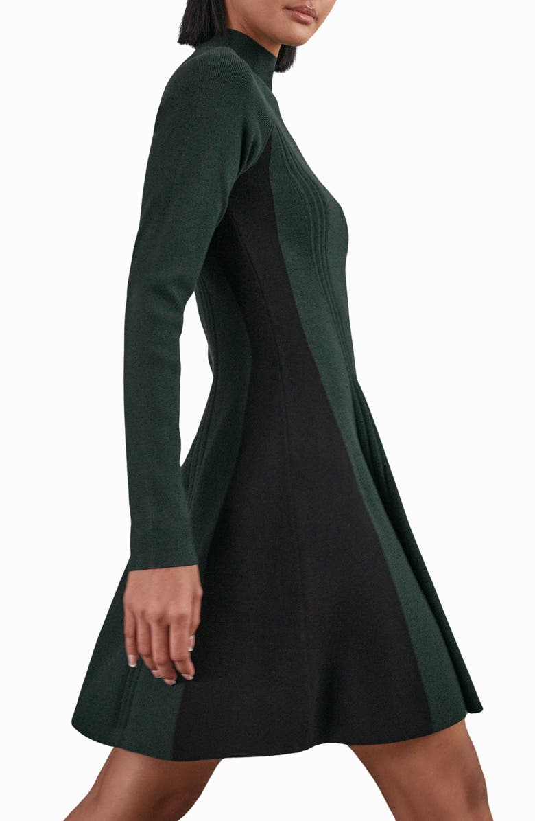 Reiss Zadie Mock Neck Long Sleeve Sweater Dress, Alternate, color, Green/Black