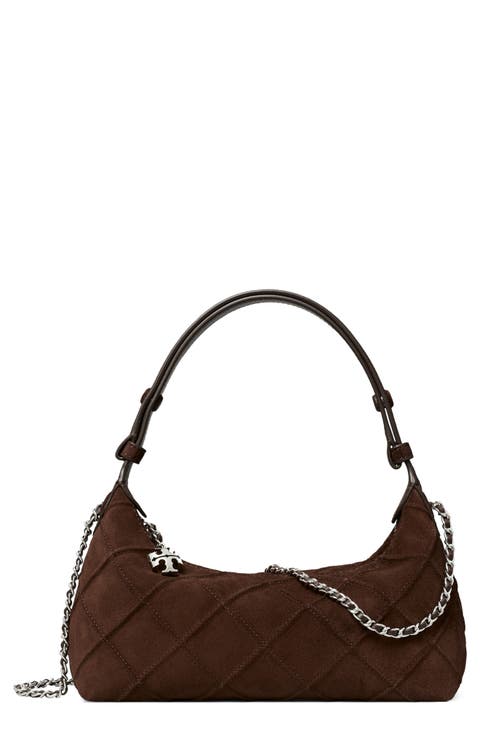 Fleming Pochette Quilted Suede Shoulder Bag