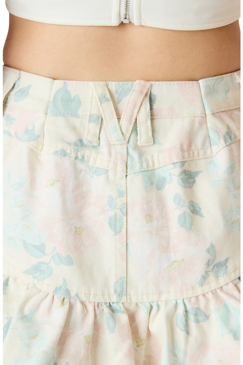 Allessandria Ruffle Denim Miniskirt, Alternate, color, PEACH BEIGE