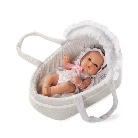 Swarovski Elements Elegance Doll Natal With Carrycot, Grey