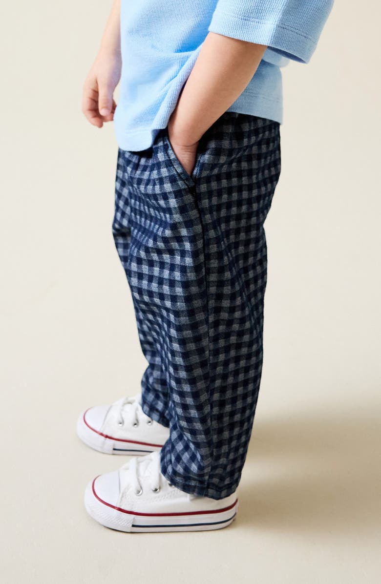 NEXT Kids' Checkerboard Print Barrel Leg Jeans, Alternate, color, Blue