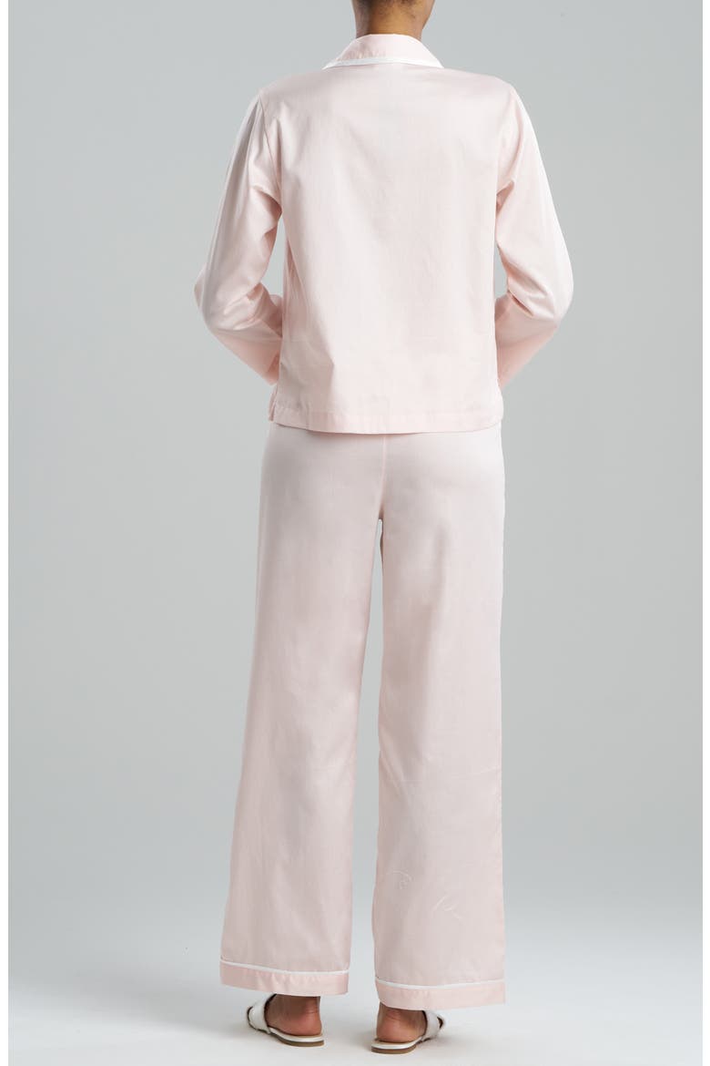 Embroidered Trim Cotton Sateen Pajamas, Alternate, color, BLUSH
