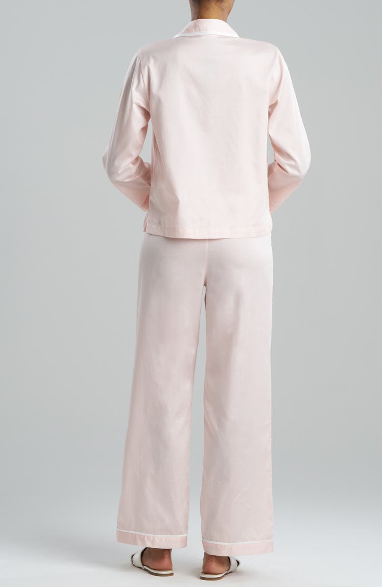 Natori Embroidered Trim Cotton Sateen Pajamas, Alternate, color, Blush