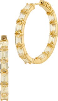 SAVVY CIE JEWELS Emerald Cut Cubic Zirconia Inside Out Hoop Earrings