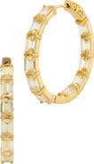 SAVVY CIE JEWELS Emerald Cut Cubic Zirconia Inside Out Hoop Earrings