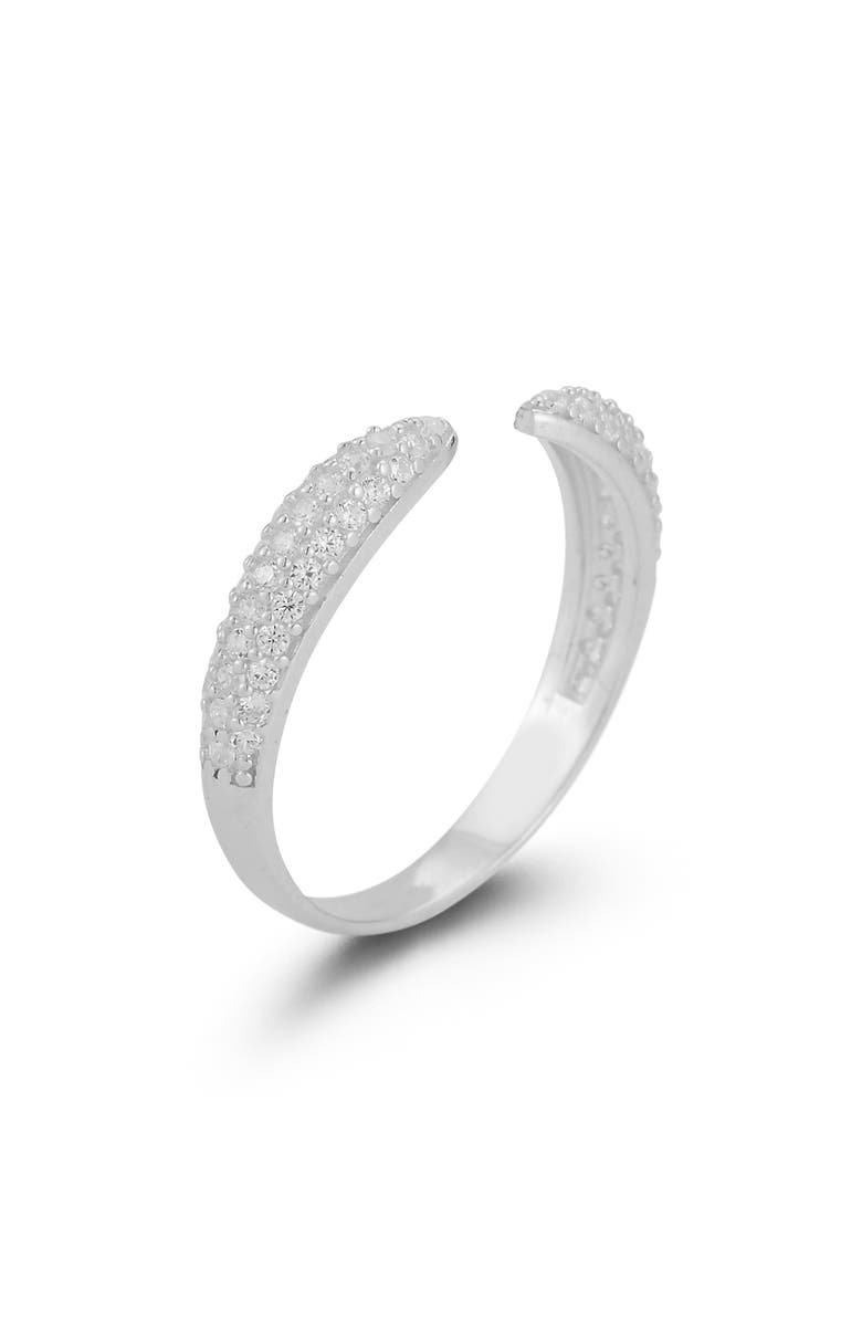 GLAZE JEWELRY Cubic Zirconia Sterling Silver Claw Ring, Main, color, Silver