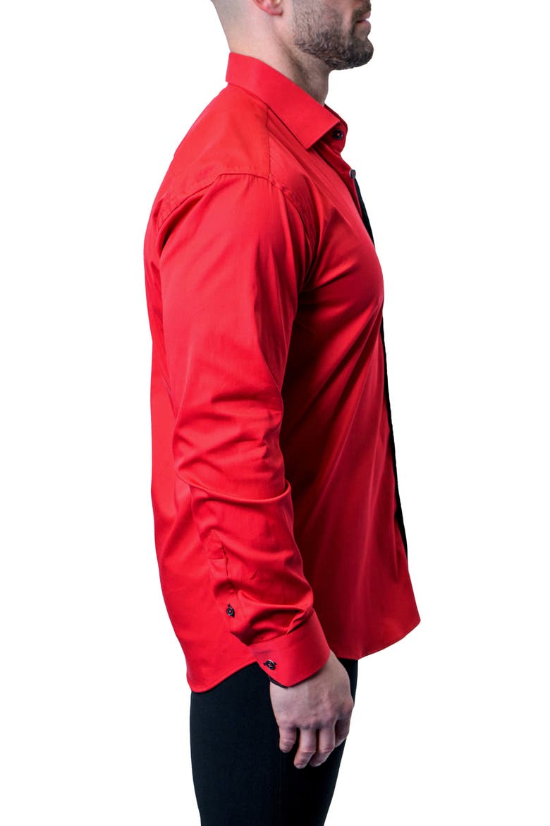 Fibonacci Grenadine Red Contemporary Fit Button-Up Shirt, Alternate, color, RED