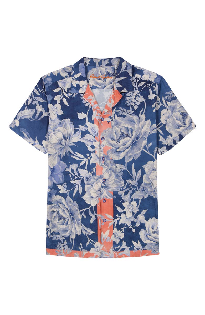 Robert Graham Malta Floral Camp Shirt, Alternate, color, Navy