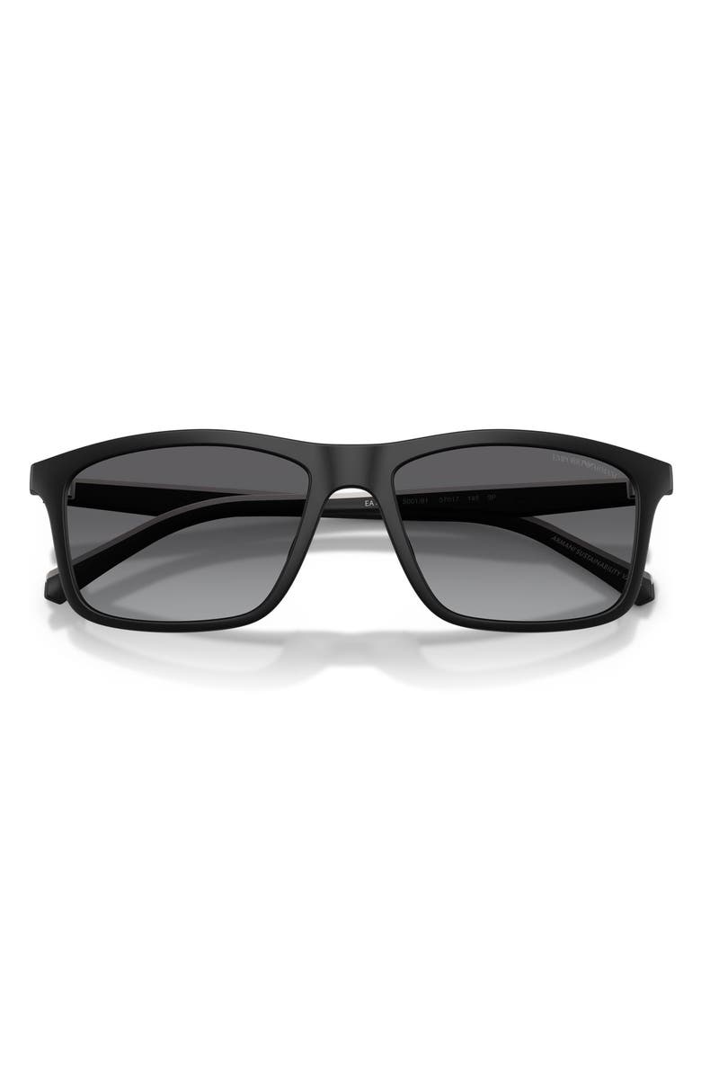 Emporio Armani 57mm Polarized Gradient Pillow Sunglasses, Alternate, color, Matte Black / Grey Polar