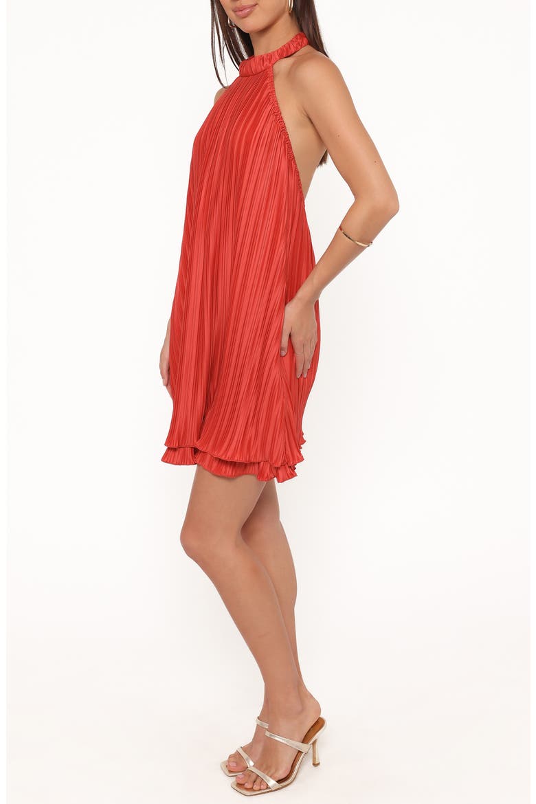 Tyra Plissé Halter Minidress, Alternate, color, RED