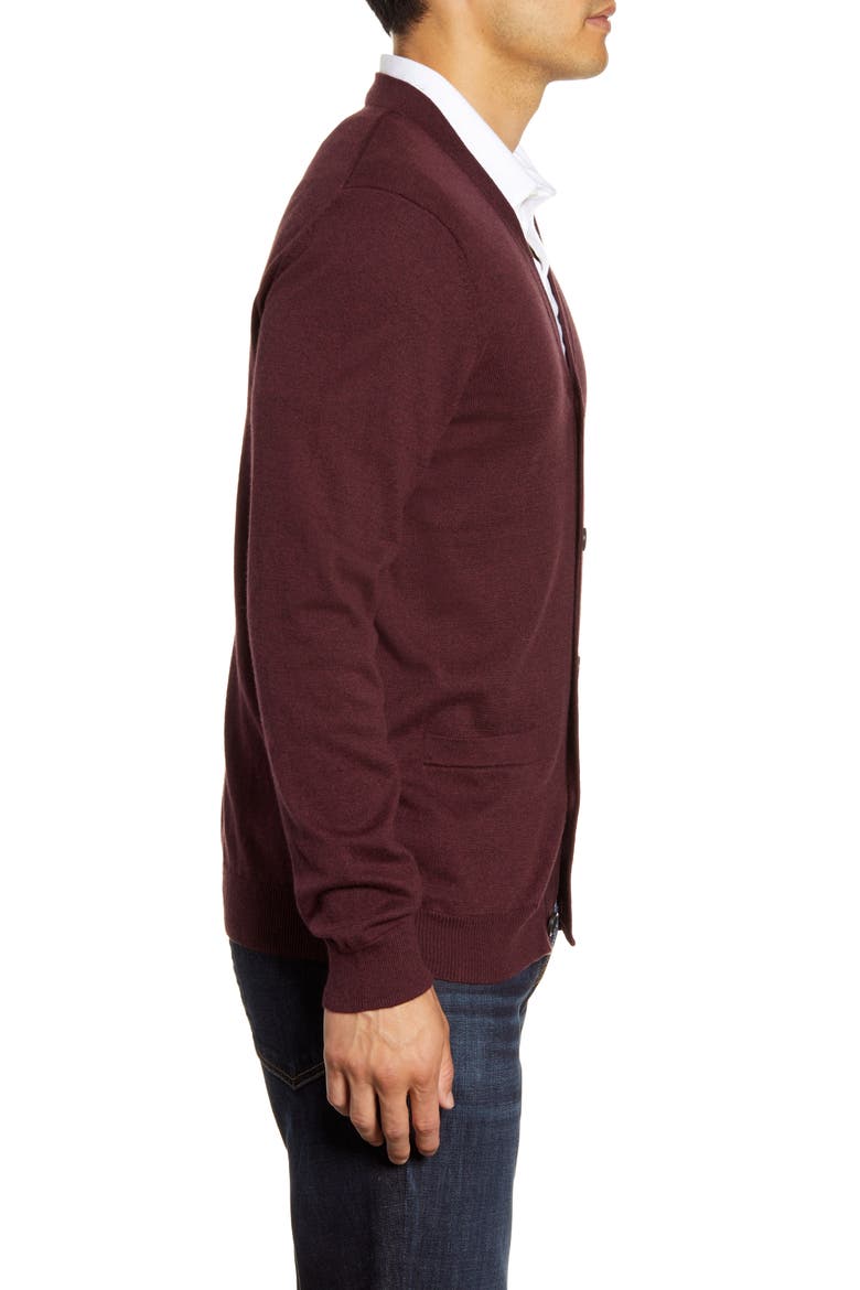 Nordstrom V-Neck Cardigan, Alternate, color, BURGUNDY FUDGE HEATHER