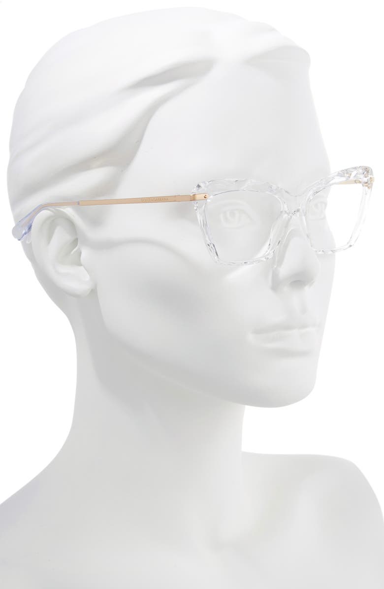 Dolce&Gabbana 53mm Cat Eye Optical Glasses, Alternate, color, Crystal/ Gold