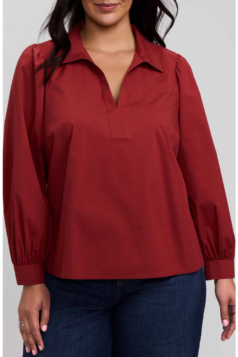 Alix Long Sleeve Popover Top, Main, color, CLAY RED