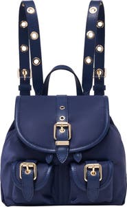 maje Mini leather and nylon backpack