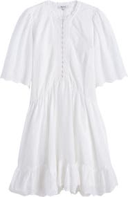 Madewell Eyelet Flutter Sleeve Cotton Minidress