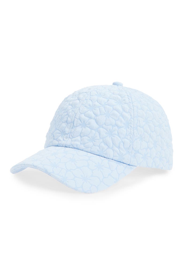 Floral Crepe Baseball Cap, Main, color, LIGHT BLUE