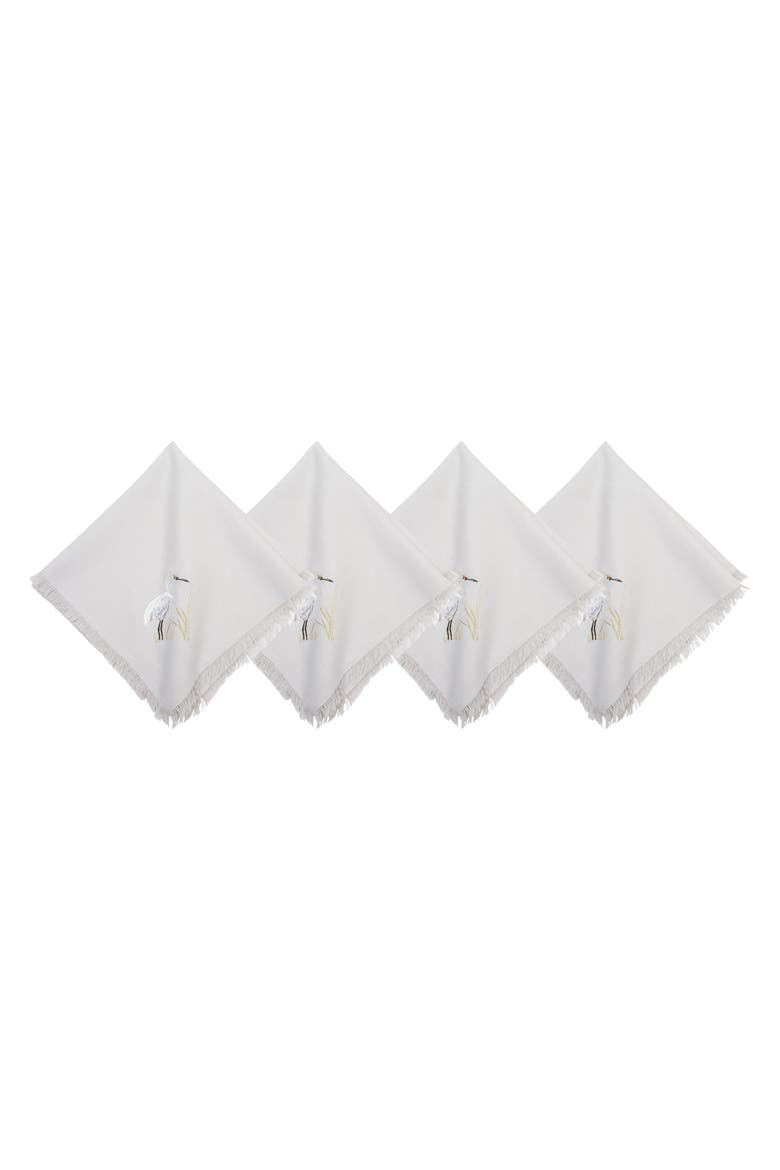 White Egret Napkins Set of 4, Main, color, White