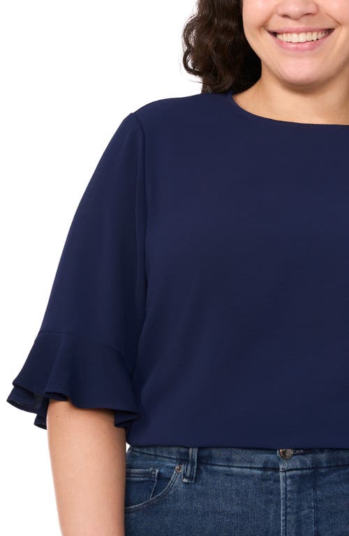 Cece Ruffle Cuff Top In Blue