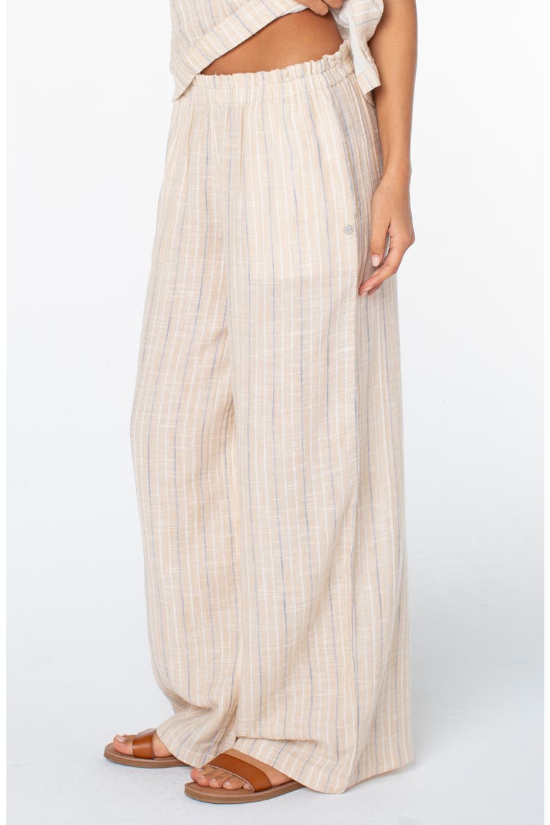 Offshore Stripe Wide Leg Cotton Pants, Alternate, color, DOESKIN