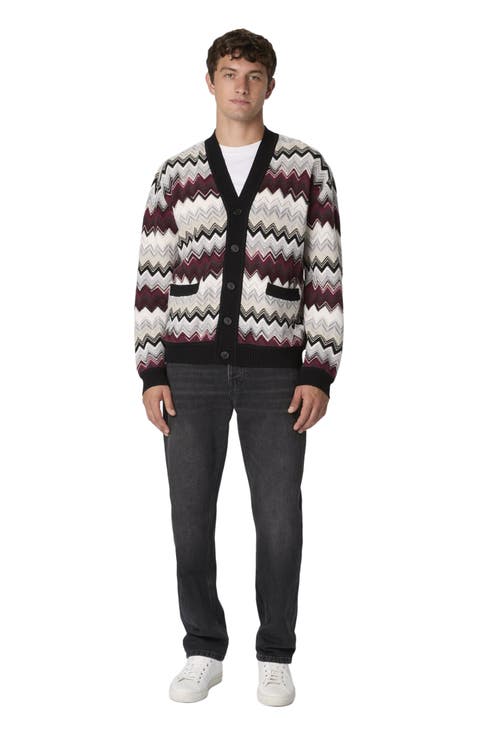 The Cardigan In Wool And Cotton With Zigzag