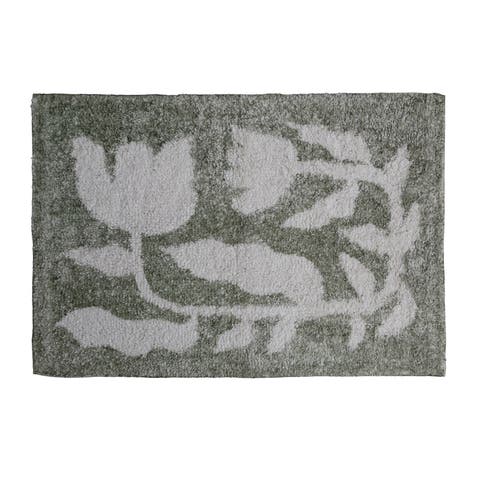 Cotton Tufted Rug with Flowers