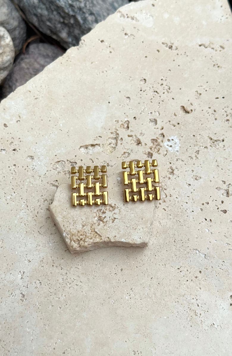 Adornia Tarnish Resistant Weave Stud Earrings, Alternate, color, Gold