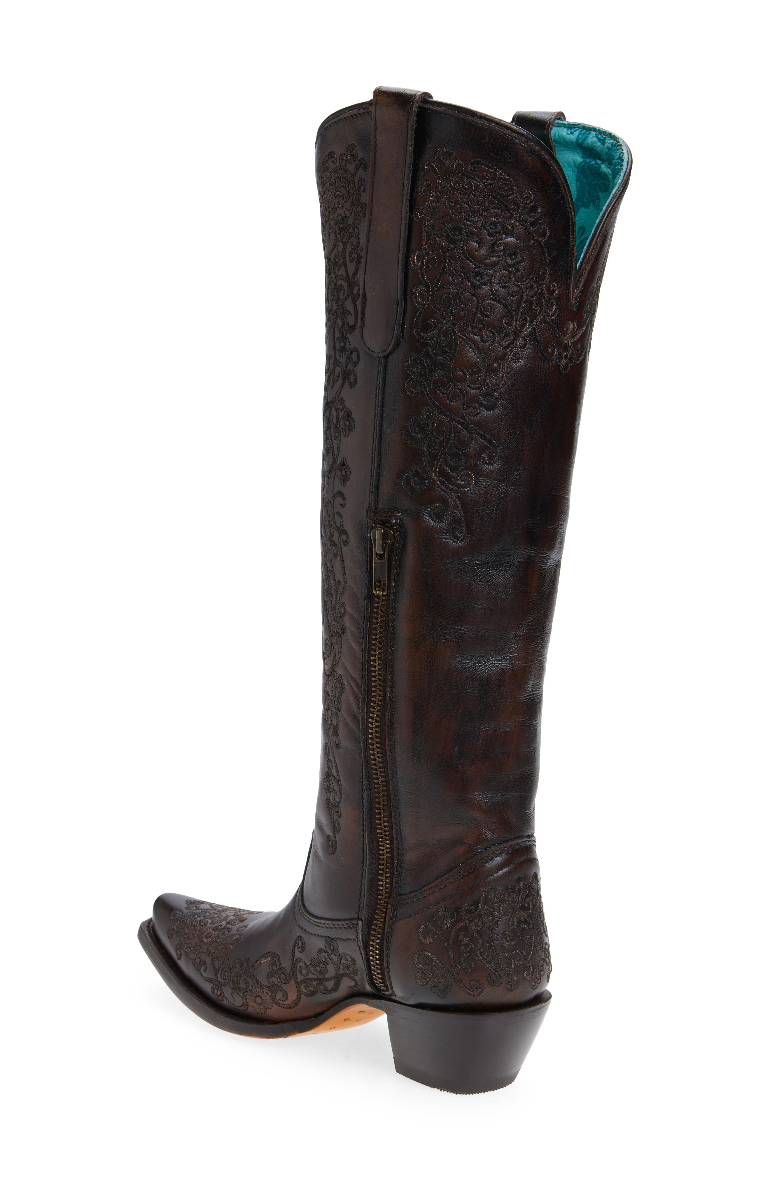 CORRAL Floral Embroidered Western Boot, Alternate, color, Black/ Honey