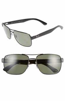 Ray-Ban 58mm Steel Aviator Polarized Sunglasses