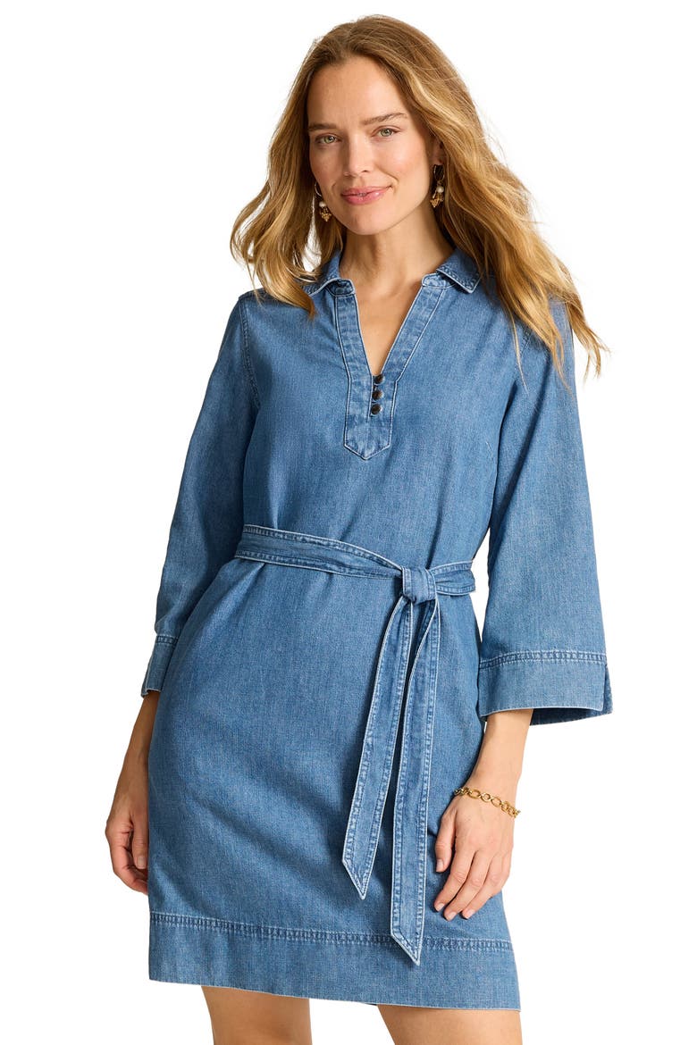 Belted Denim Shirtdress, Alternate, color, INDIGO OASIS WASH
