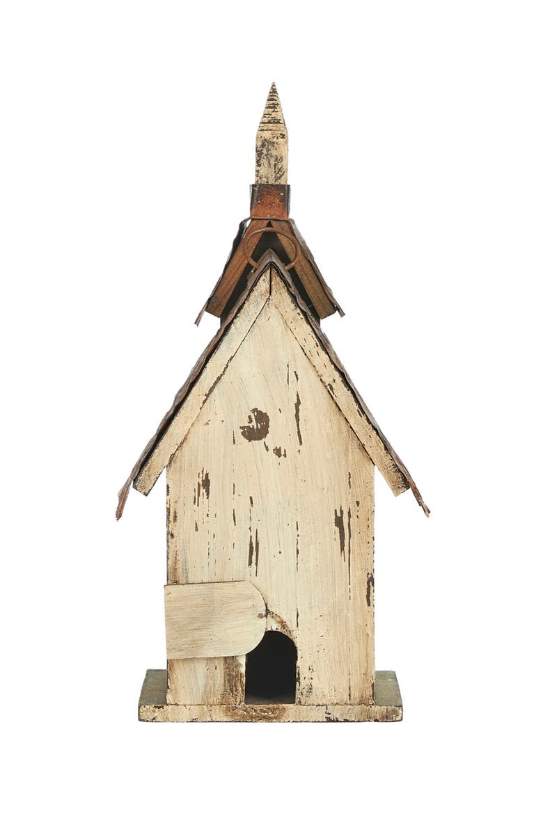 Glitzhome 14"H Distressed Solid Wood Church Birdhouse, Alternate, color, Green