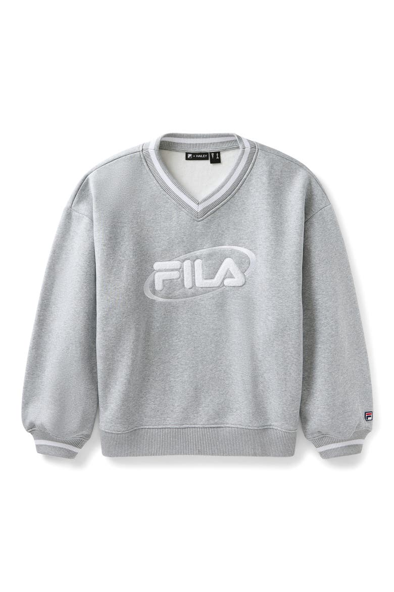 x Hailey V-Neck Sweatshirt, Alternate, color, GREY HEATHER/ WHITE
