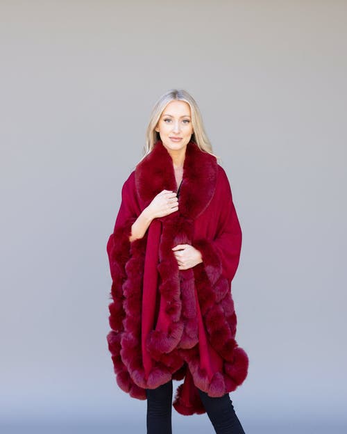 Le Fafo Julia Poncho Cape In Red