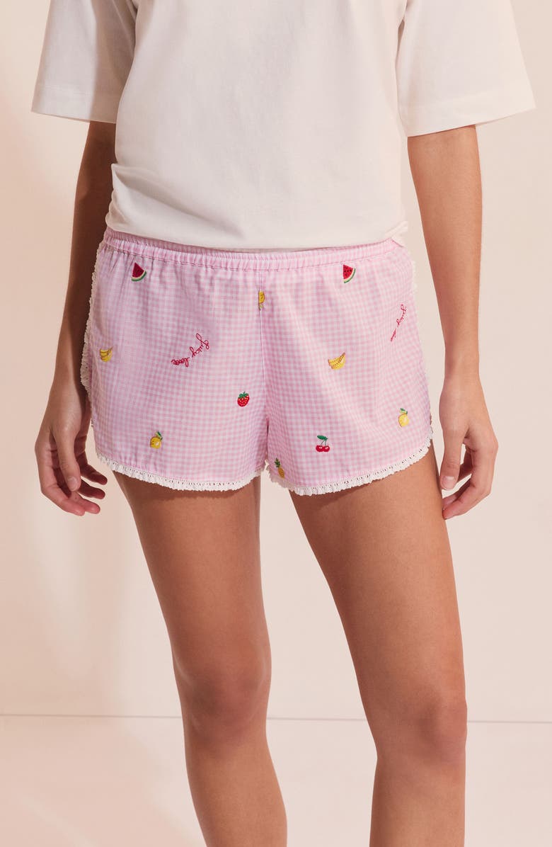 Etam Brisa Cotton Pajama Shorts, Alternate, color, Candy-Pink
