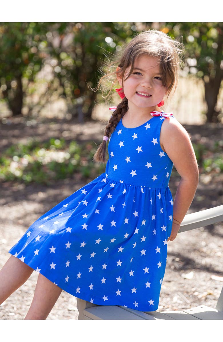 RuffleButts Girls Tie Shoulder Twirl Dress, Alternate, color, Stars & Stripes
