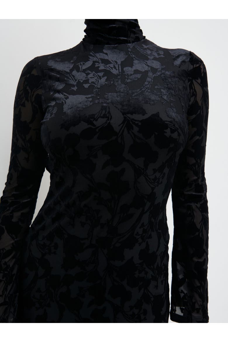 Caitlin Flocked Backless Maxi Dress, Alternate, color, Black