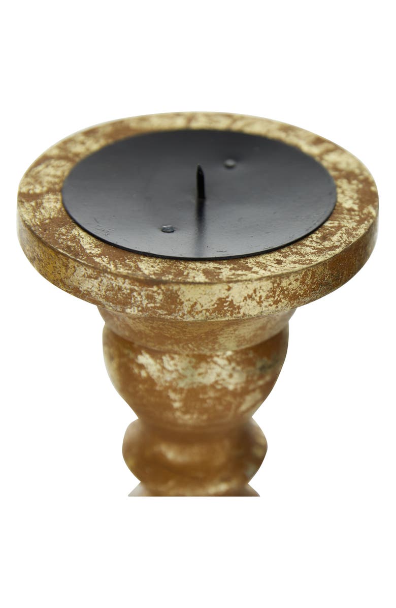 UMA Goldtone Mango Wood Traditional Candle Holder - Set of 3, Alternate, color,