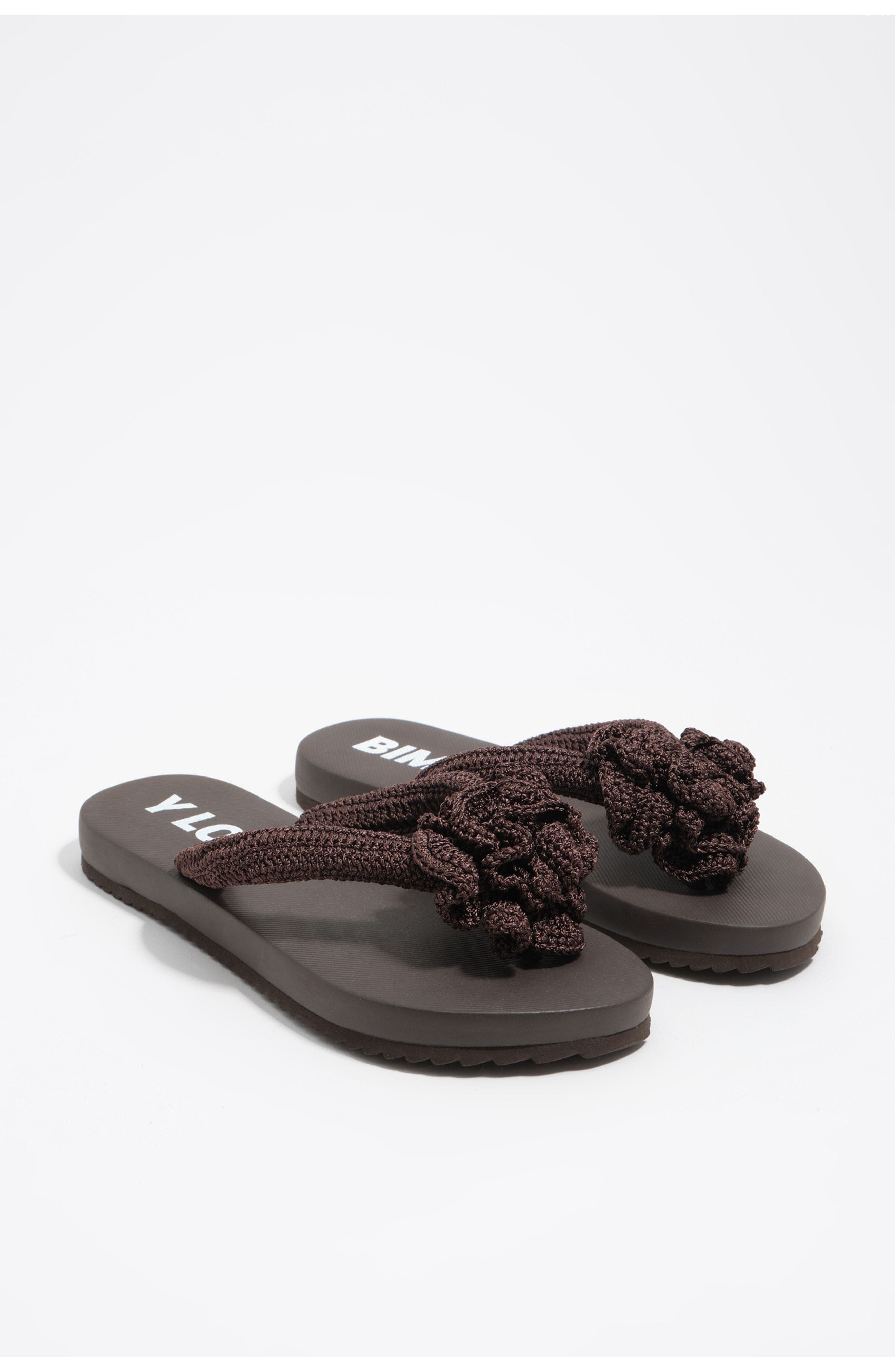 Bimba y Lola Crochet Flower Flip-Flop, Alternate, color, Dark Brown