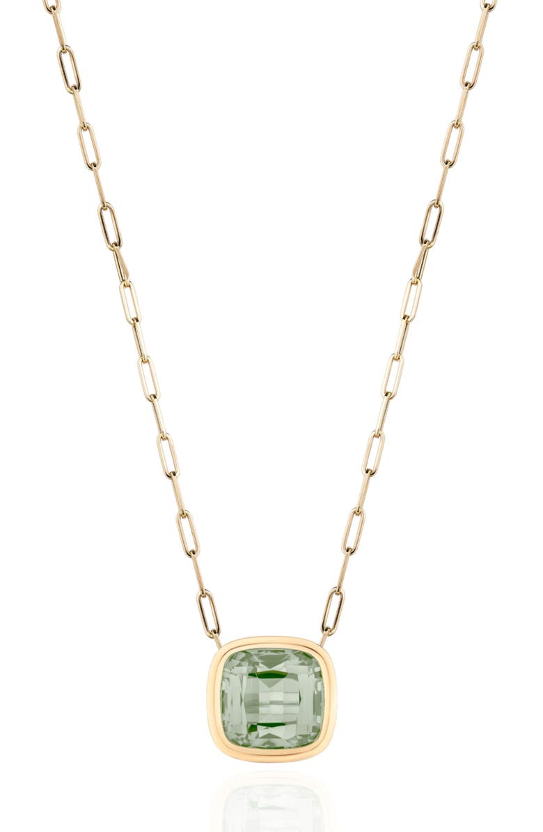GOSHWARA Manhattan Cushion Pendant Necklace, Main, color, Translucent Green