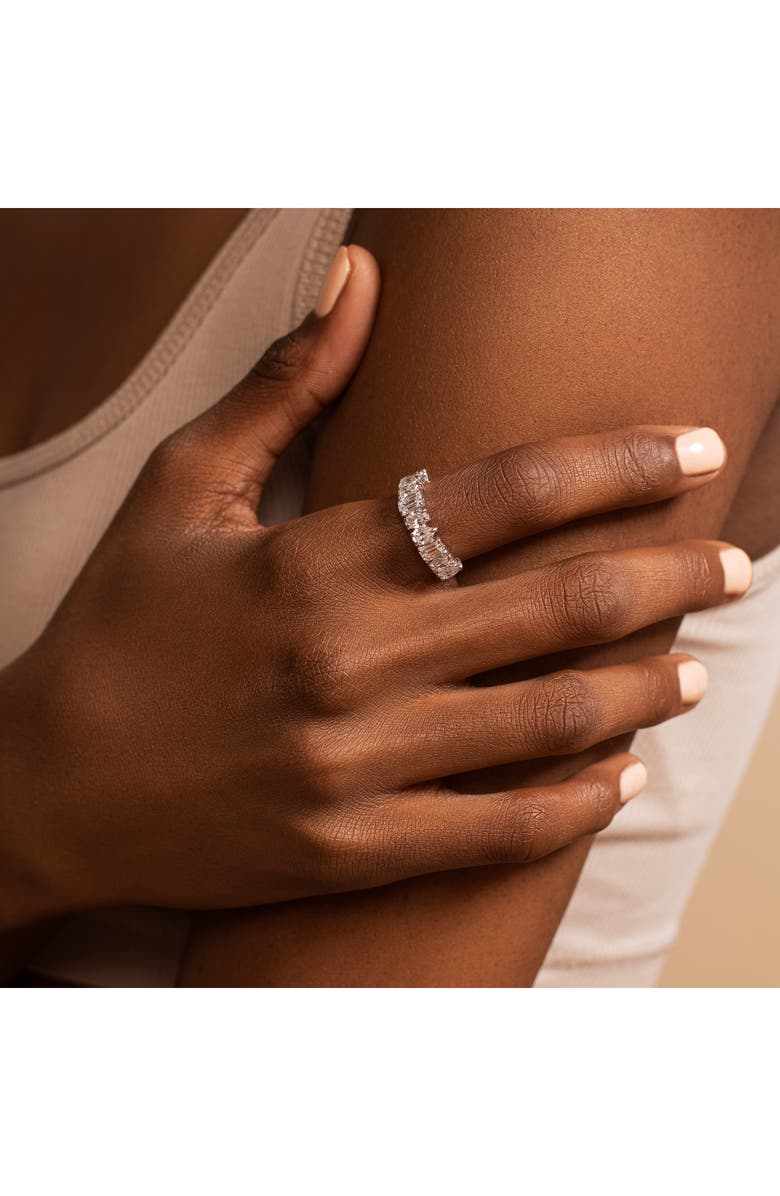 HauteCarat Pear, Oval & Emerald Cut Lab Created Diamond Half Eternity Ring, Alternate, color, White Gold