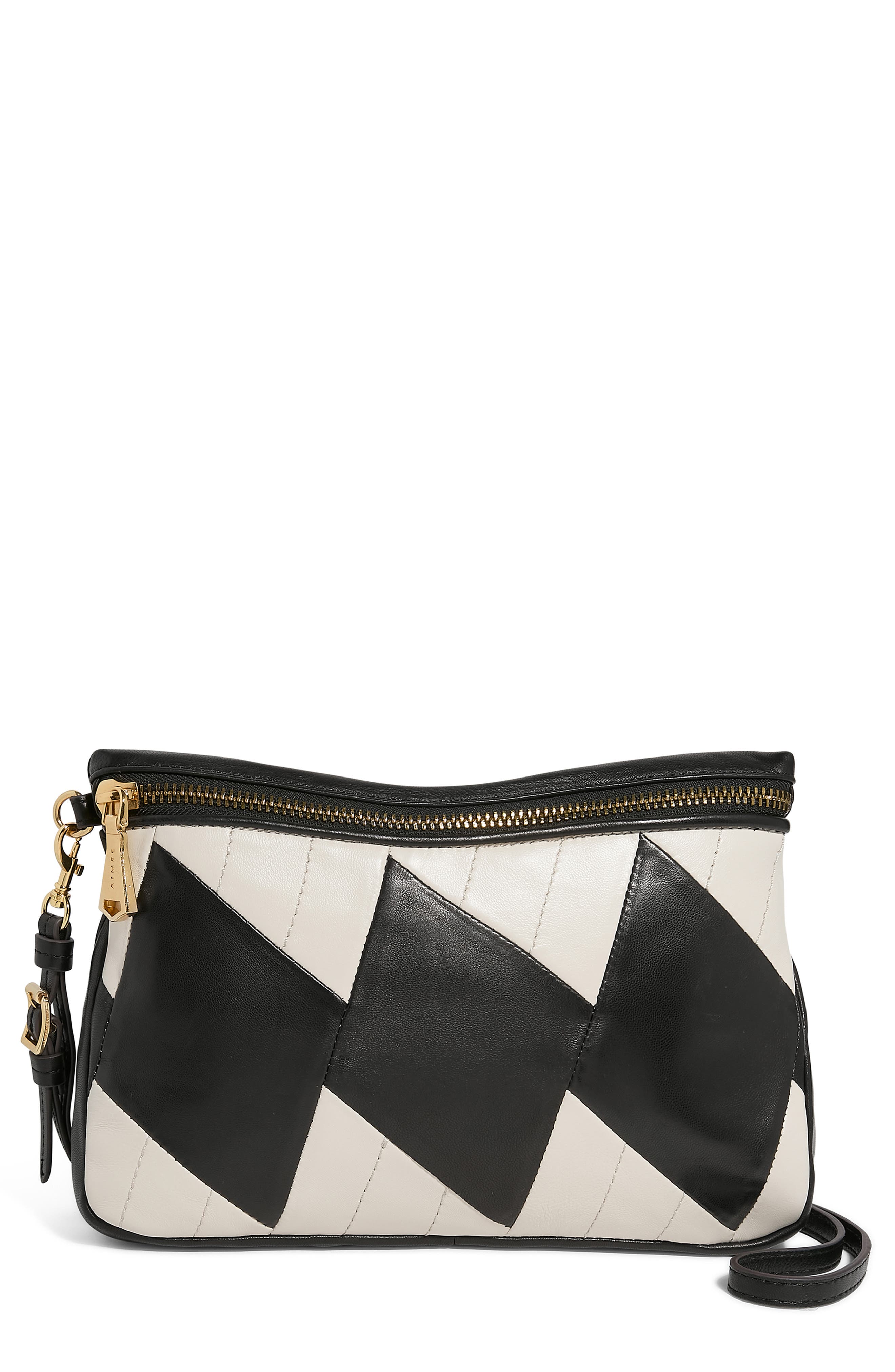 AIMEE Gramercy Novelty Leather Crossbody Bag, Main, color, Black White Diamond