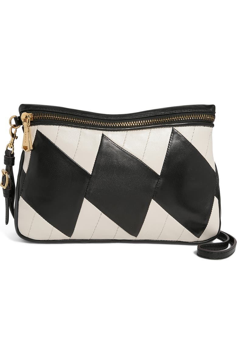 AIMEE Gramercy Novelty Leather Crossbody Bag, Main, color, Black White Diamond
