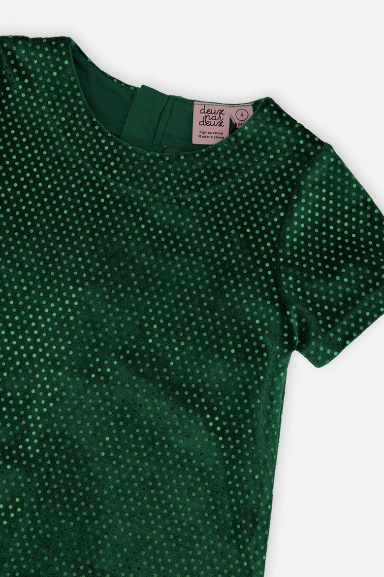 Short Sleeve A-Line Sparkle Velvet Dress, Alternate, color, Green Forest