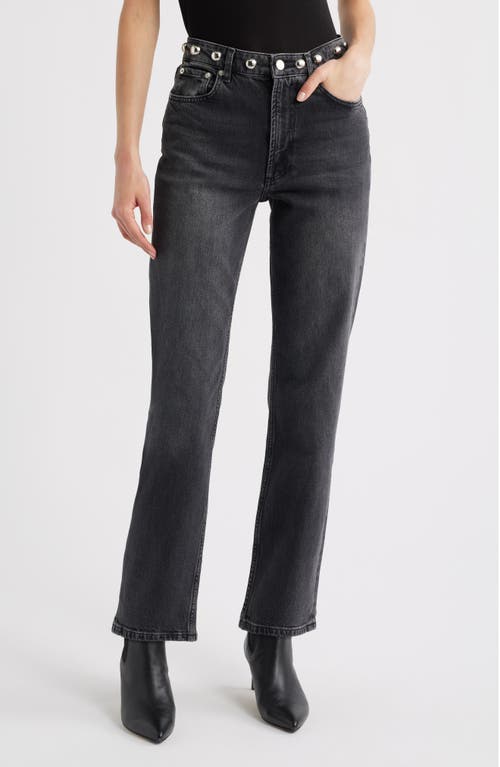 Rails Topanga Studded High Waist Straight Leg Jeans In Black