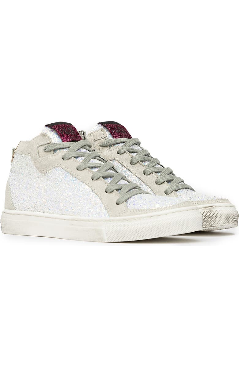 P448 Love Jr Glitter High Top Sneaker, Main, color,