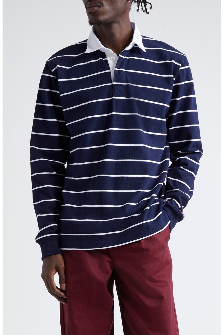 Classic Stripe Rugby Shirt, Main, color, WHITE/ NAVY